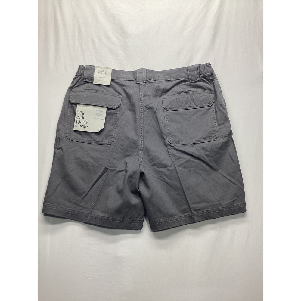 Croft & Barrow Mens Grey Side Elastic Cargo Shorts Size 38 NWT 7.5 Inseam